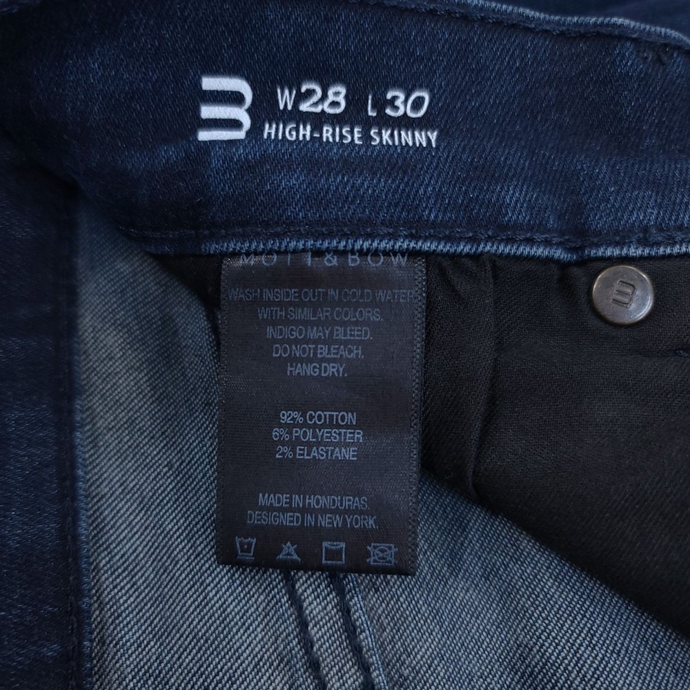Mott & Bow High Rise Skinny Jeans Womens 28x30 Dark Indigo Blue Stretch Pants - Picture 8 of 9